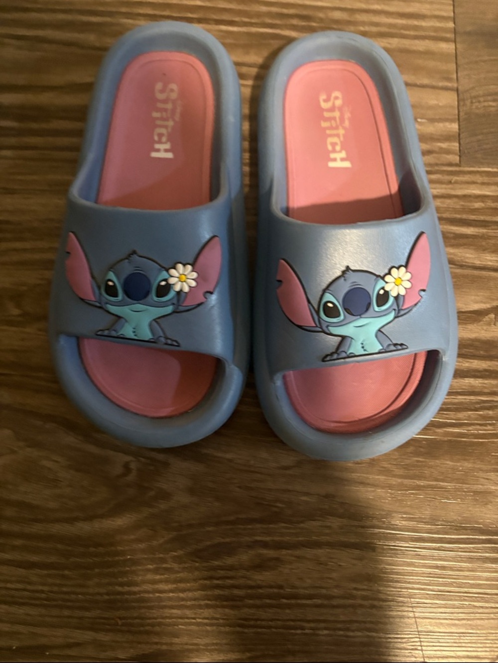 Disney Blue and Pink Stitch Slide Sandals for Women